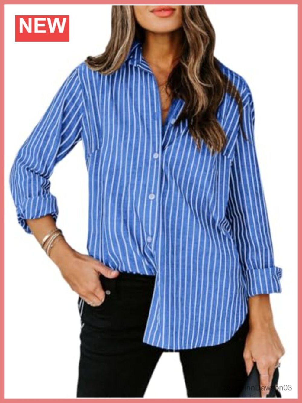 Women Cotton Button Down Shirt Long Sleeve Collared Work Blouse